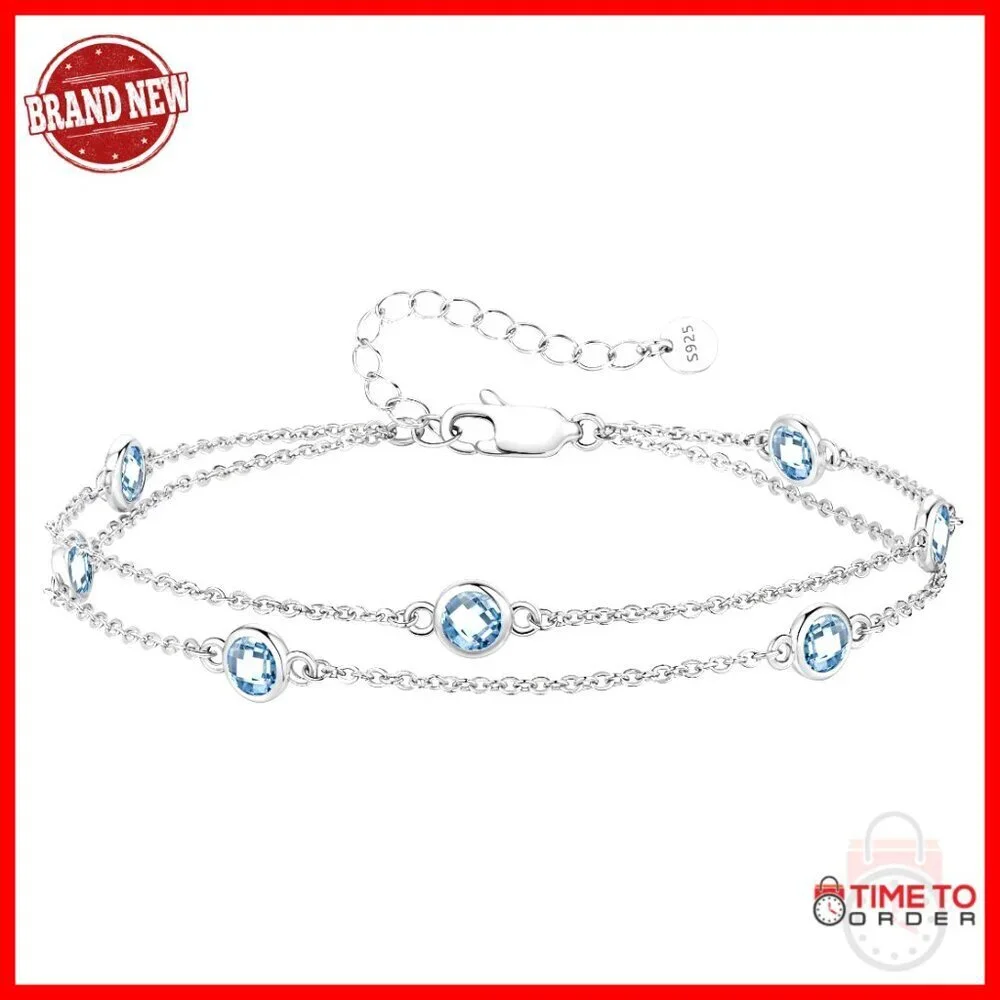 Sterling Silver Double Strand Link Charm Bracelet Elegant Minimal Jewelry Gift